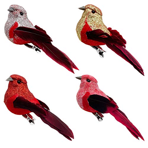 LWINGFLYER 4 Stück Rote Deko Glitzer Vogel Künstliche Vögel Weihnachten mit Klammer Ornament für Weihnachtsbaum Dekoration Hochzeit Handwerk Wohnzimmer Wohnkultur LWINGFLYER 4 Stück Rote Deko Glitzer Vogel Künstliche Vögel Weihnachten mit Klammer Ornament für Weihnachtsbaum Dekoration Hochzeit Handwerk Wohnzimmer Wohnkultur von LWINGFLYER