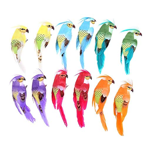 LWINGFLYER Künstliche Vögel Papagei Feder Vögel mit Clip für Craft Baum Garten Dekor Girlande Hochzeit Dekoration von LWINGFLYER