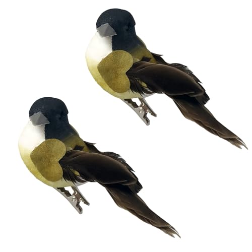 LWINGFLYER Künstlicher Vogel Schaum Spatz mit Clip Künstlicher Vogel Für Handgemachte Garten Frühling Dekoration Weihnachtsbaum Hochzeit Zubehör Dekoration (2PCS) von LWINGFLYER
