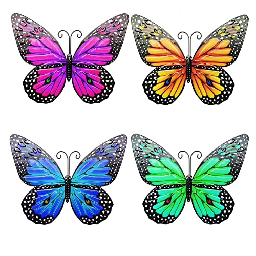 LWINGFLYER Metall Schmetterling Wanddekoration Metall Schmetterlinge für Garten Schmetterling Wandkunst Dekoration für auffällige Zaun Topper Terrasse Akzente Balkon Merkmale Verschönern (B) von LWINGFLYER