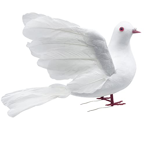 LWINGFLYER Weiße Taube, künstliche Schaumstoff-Taube mit Klammer, geeignet für DIY, Kunst, Hochzeitsdekoration Party, 24cm von LWINGFLYER