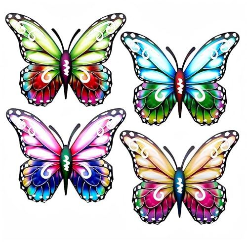 Metall Schmetterling Wanddekoration Metall Schmetterlinge für Garten Schmetterling Wandkunst Dekoration für auffällige Zaun Topper Terrasse Akzente Balkon Merkmale Verschönern (C) von LWINGFLYER