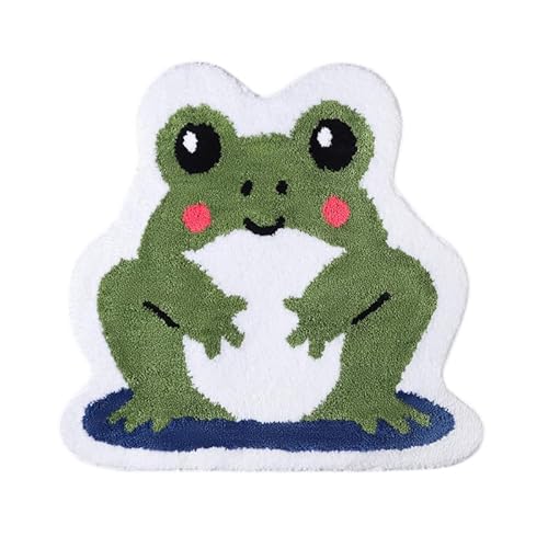 Badematte rutschfest 63X65Cm Froschmuster Badezimmerteppich Groß,Badteppich rutschfest Waschbar,Teppich Badezimmer Dicker Mikrofaser, Duschvorleger Saugfähige,Badvorleger Deko Fussmatte von LWLFC
