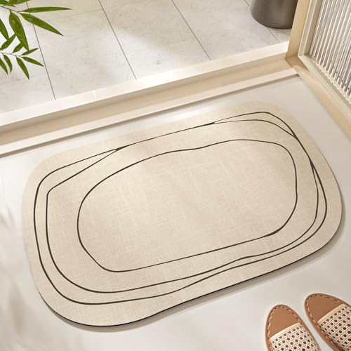 Badezimmerteppich 40X60Cm Beige Badteppich rutschfest Waschbar,Duschvorleger Schnelltrocknend,Stein Badematte,Diatomite Stone Bath Mat,Super Absorbierende Badvorleger Badezimmerteppich 40X60Cm Beige Badteppich rutschfest Waschbar,Duschvorleger Schnelltrocknend,Stein Badematte,Diatomite Stone Bath Mat,Super Absorbierende Badvorleger von LWLFC