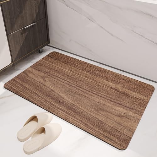Badezimmerteppich 40X60Cm Braun Holzkorn Badteppich rutschfest Waschbar,Duschvorleger Schnelltrocknend,Stein Badematte,Diatomite Stone Bath Mat,Super Absorbierende Badvorleger Badezimmerteppich 40X60Cm Braun Holzkorn Badteppich rutschfest Waschbar,Duschvorleger Schnelltrocknend,Stein Badematte,Diatomite Stone Bath Mat,Super Absorbierende Badvorleger von LWLFC