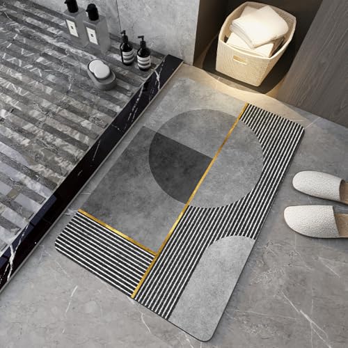 Badezimmerteppich 40X60Cm Die Sonne Badteppich rutschfest Waschbar,Duschvorleger Schnelltrocknend,Stein Badematte,Diatomite Stone Bath Mat,Super Absorbierende Badvorleger von LWLFC