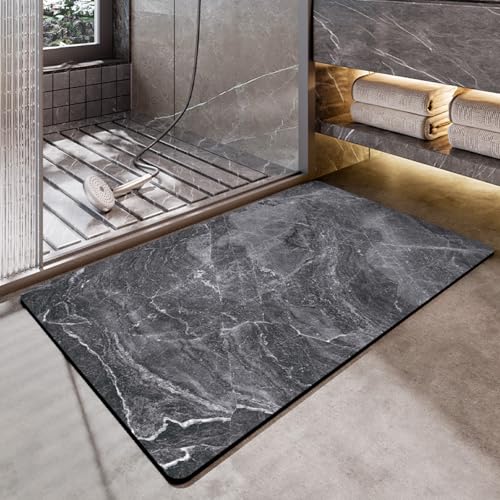 Badezimmerteppich 40X60Cm Dunkelgrau Badteppich rutschfest Waschbar,Duschvorleger Schnelltrocknend,Stein Badematte,Diatomite Stone Bath Mat,Super Absorbierende Badvorleger Badezimmerteppich 40X60Cm Dunkelgrau Badteppich rutschfest Waschbar,Duschvorleger Schnelltrocknend,Stein Badematte,Diatomite Stone Bath Mat,Super Absorbierende Badvorleger von LWLFC
