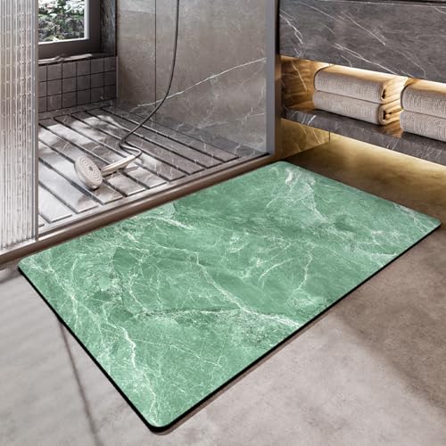 Badezimmerteppich 40X60Cm Dunkelgrün Badteppich rutschfest Waschbar,Duschvorleger Schnelltrocknend,Stein Badematte,Diatomite Stone Bath Mat,Super Absorbierende Badvorleger von LWLFC