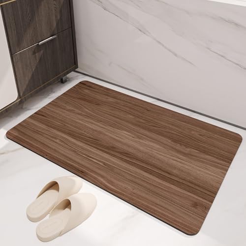 Badezimmerteppich 40X60Cm Dunkles Holzkorn Badteppich rutschfest Waschbar,Duschvorleger Schnelltrocknend,Stein Badematte,Diatomite Stone Bath Mat,Super Absorbierende Badvorleger Badezimmerteppich 40X60Cm Dunkles Holzkorn Badteppich rutschfest Waschbar,Duschvorleger Schnelltrocknend,Stein Badematte,Diatomite Stone Bath Mat,Super Absorbierende Badvorleger von LWLFC