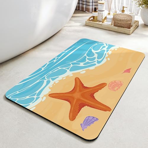 Badezimmerteppich 40X60Cm Fischstern Badteppich rutschfest Waschbar,Duschvorleger Schnelltrocknend,Stein Badematte,Diatomite Stone Bath Mat,Super Absorbierende Badvorleger Badezimmerteppich 40X60Cm Fischstern Badteppich rutschfest Waschbar,Duschvorleger Schnelltrocknend,Stein Badematte,Diatomite Stone Bath Mat,Super Absorbierende Badvorleger von LWLFC