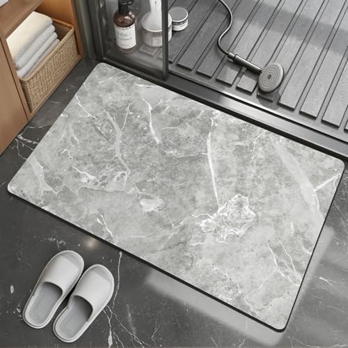 Badezimmerteppich 40X60Cm Grauer Marmor Badteppich rutschfest Waschbar,Duschvorleger Schnelltrocknend,Stein Badematte,Diatomite Stone Bath Mat,Super Absorbierende Badvorleger Badezimmerteppich 40X60Cm Grauer Marmor Badteppich rutschfest Waschbar,Duschvorleger Schnelltrocknend,Stein Badematte,Diatomite Stone Bath Mat,Super Absorbierende Badvorleger von LWLFC