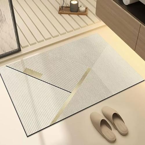 Badezimmerteppich 40X60Cm Hellgrau Badteppich rutschfest Waschbar,Duschvorleger Schnelltrocknend,Stein Badematte,Diatomite Stone Bath Mat,Super Absorbierende Badvorleger von LWLFC
