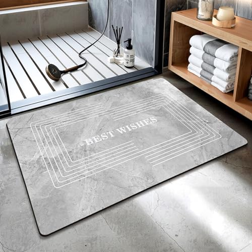 Badezimmerteppich 40X60Cm Hellgrau Badteppich rutschfest Waschbar,Duschvorleger Schnelltrocknend,Stein Badematte,Diatomite Stone Bath Mat,Super Absorbierende Badvorleger Badezimmerteppich 40X60Cm Hellgrau Badteppich rutschfest Waschbar,Duschvorleger Schnelltrocknend,Stein Badematte,Diatomite Stone Bath Mat,Super Absorbierende Badvorleger von LWLFC