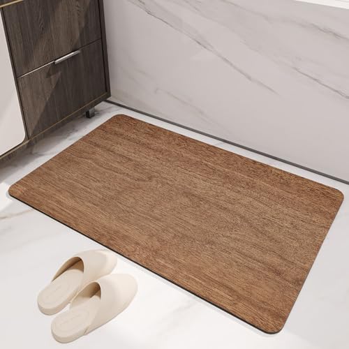 Badezimmerteppich 40X60Cm Holz Badteppich rutschfest Waschbar,Duschvorleger Schnelltrocknend,Stein Badematte,Diatomite Stone Bath Mat,Super Absorbierende Badvorleger Badezimmerteppich 40X60Cm Holz Badteppich rutschfest Waschbar,Duschvorleger Schnelltrocknend,Stein Badematte,Diatomite Stone Bath Mat,Super Absorbierende Badvorleger von LWLFC