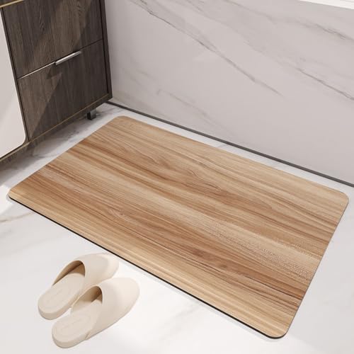 Badezimmerteppich 40X60Cm Holz Badteppich rutschfest Waschbar,Duschvorleger Schnelltrocknend,Stein Badematte,Diatomite Stone Bath Mat,Super Absorbierende Badvorleger Badezimmerteppich 40X60Cm Holz Badteppich rutschfest Waschbar,Duschvorleger Schnelltrocknend,Stein Badematte,Diatomite Stone Bath Mat,Super Absorbierende Badvorleger von LWLFC