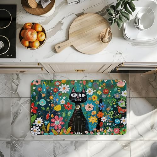 Badezimmerteppich 40X60Cm Karton Katze Badteppich rutschfest Waschbar,Duschvorleger Schnelltrocknend,Stein Badematte,Diatomite Stone Bath Mat,Super Absorbierende Badvorleger von LWLFC