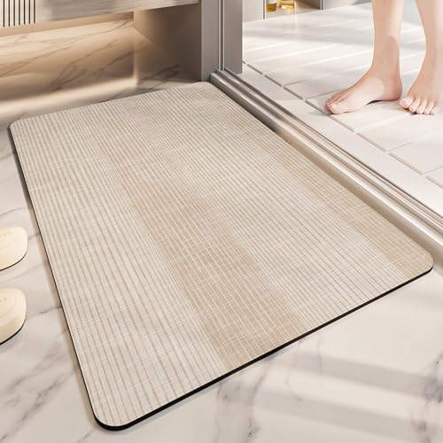 Badezimmerteppich 40X60Cm Khaki Badteppich rutschfest Waschbar,Duschvorleger Schnelltrocknend,Stein Badematte,Diatomite Stone Bath Mat,Super Absorbierende Badvorleger Badezimmerteppich 40X60Cm Khaki Badteppich rutschfest Waschbar,Duschvorleger Schnelltrocknend,Stein Badematte,Diatomite Stone Bath Mat,Super Absorbierende Badvorleger von LWLFC