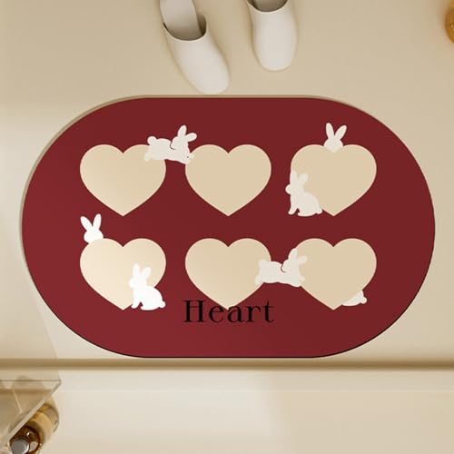 Badezimmerteppich 40X60Cm Liebe Rot Badteppich rutschfest Waschbar,Duschvorleger Schnelltrocknend,Stein Badematte,Diatomite Stone Bath Mat,Super Absorbierende Badvorleger Badezimmerteppich 40X60Cm Liebe Rot Badteppich rutschfest Waschbar,Duschvorleger Schnelltrocknend,Stein Badematte,Diatomite Stone Bath Mat,Super Absorbierende Badvorleger von LWLFC