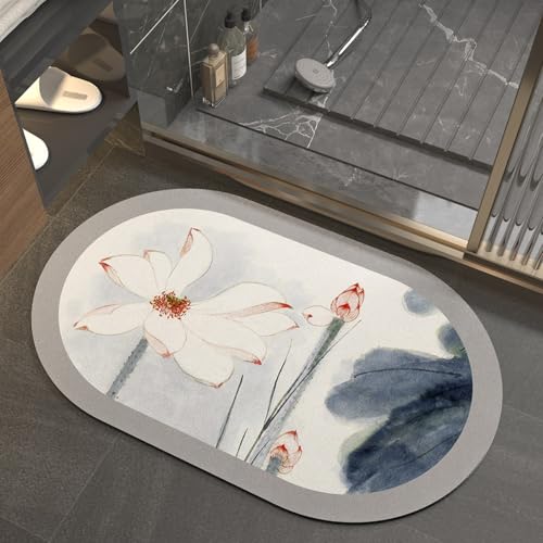 Badezimmerteppich 40X60Cm Lotus Badteppich rutschfest Waschbar,Duschvorleger Schnelltrocknend,Stein Badematte,Diatomite Stone Bath Mat,Super Absorbierende Badvorleger Badezimmerteppich 40X60Cm Lotus Badteppich rutschfest Waschbar,Duschvorleger Schnelltrocknend,Stein Badematte,Diatomite Stone Bath Mat,Super Absorbierende Badvorleger von LWLFC