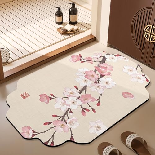 Badezimmerteppich 40X60Cm Pflaumenblüte Badteppich rutschfest Waschbar,Duschvorleger Schnelltrocknend,Stein Badematte,Diatomite Stone Bath Mat,Super Absorbierende Badvorleger Badezimmerteppich 40X60Cm Pflaumenblüte Badteppich rutschfest Waschbar,Duschvorleger Schnelltrocknend,Stein Badematte,Diatomite Stone Bath Mat,Super Absorbierende Badvorleger von LWLFC