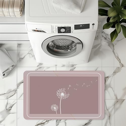 Badezimmerteppich 40X60Cm Rosa Löwenzahn Badteppich rutschfest Waschbar,Duschvorleger Schnelltrocknend,Stein Badematte,Diatomite Stone Bath Mat,Super Absorbierende Badvorleger von LWLFC