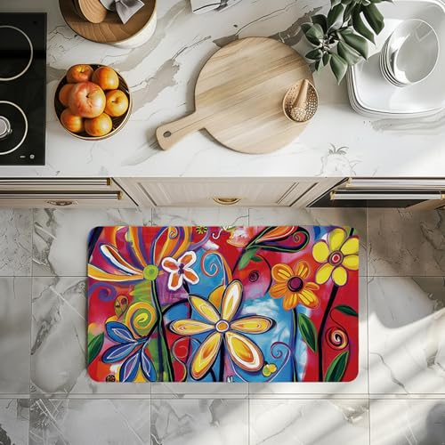 Badezimmerteppich 40X60Cm Rote Blumen Badteppich rutschfest Waschbar,Duschvorleger Schnelltrocknend,Stein Badematte,Diatomite Stone Bath Mat,Super Absorbierende Badvorleger Badezimmerteppich 40X60Cm Rote Blumen Badteppich rutschfest Waschbar,Duschvorleger Schnelltrocknend,Stein Badematte,Diatomite Stone Bath Mat,Super Absorbierende Badvorleger von LWLFC