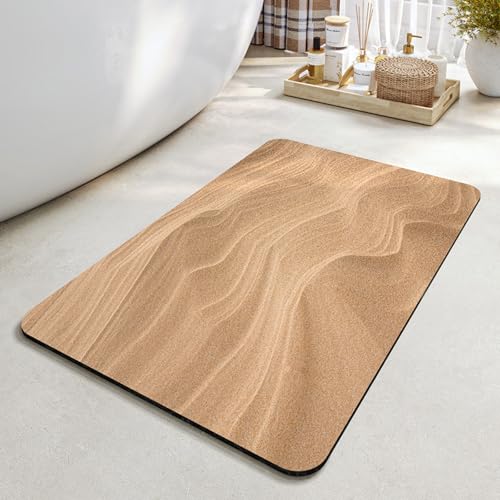 Badezimmerteppich 40X60Cm Sand Badteppich rutschfest Waschbar,Duschvorleger Schnelltrocknend,Stein Badematte,Diatomite Stone Bath Mat,Super Absorbierende Badvorleger Badezimmerteppich 40X60Cm Sand Badteppich rutschfest Waschbar,Duschvorleger Schnelltrocknend,Stein Badematte,Diatomite Stone Bath Mat,Super Absorbierende Badvorleger von LWLFC