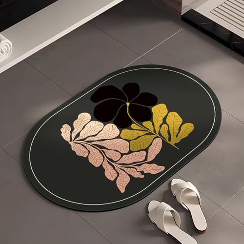 Badezimmerteppich 40X60Cm Schwarz, Gelb, Grau Badteppich rutschfest Waschbar,Duschvorleger Schnelltrocknend,Stein Badematte,Diatomite Stone Bath Mat,Super Absorbierende Badvorleger von LWLFC