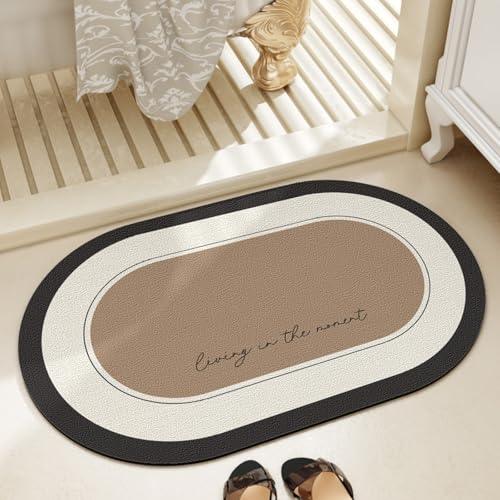 Badezimmerteppich 40X60Cm Schwarz Weiß Badteppich rutschfest Waschbar,Duschvorleger Schnelltrocknend,Stein Badematte,Diatomite Stone Bath Mat,Super Absorbierende Badvorleger Badezimmerteppich 40X60Cm Schwarz Weiß Badteppich rutschfest Waschbar,Duschvorleger Schnelltrocknend,Stein Badematte,Diatomite Stone Bath Mat,Super Absorbierende Badvorleger von LWLFC