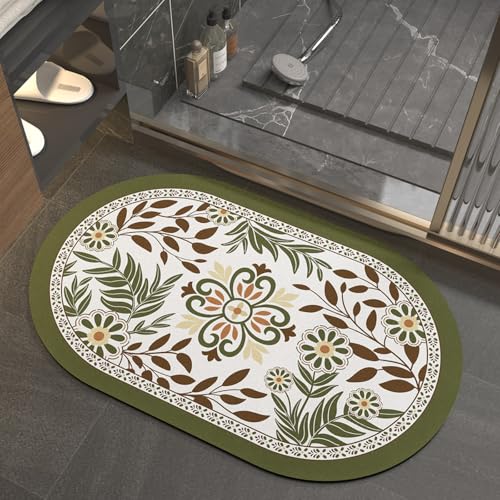 Badezimmerteppich 40X60Cm Senfgrün Badteppich rutschfest Waschbar,Duschvorleger Schnelltrocknend,Stein Badematte,Diatomite Stone Bath Mat,Super Absorbierende Badvorleger Badezimmerteppich 40X60Cm Senfgrün Badteppich rutschfest Waschbar,Duschvorleger Schnelltrocknend,Stein Badematte,Diatomite Stone Bath Mat,Super Absorbierende Badvorleger von LWLFC