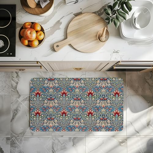 Badezimmerteppich 40X60Cm Vintage Blumen Badteppich rutschfest Waschbar,Duschvorleger Schnelltrocknend,Stein Badematte,Diatomite Stone Bath Mat,Super Absorbierende Badvorleger Badezimmerteppich 40X60Cm Vintage Blumen Badteppich rutschfest Waschbar,Duschvorleger Schnelltrocknend,Stein Badematte,Diatomite Stone Bath Mat,Super Absorbierende Badvorleger von LWLFC