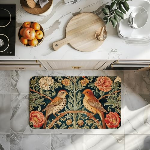 Badezimmerteppich 40X60Cm Vogel Badteppich rutschfest Waschbar,Duschvorleger Schnelltrocknend,Stein Badematte,Diatomite Stone Bath Mat,Super Absorbierende Badvorleger von LWLFC