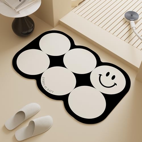 Badezimmerteppich 40X60Cm Weiß Badteppich rutschfest Waschbar,Duschvorleger Schnelltrocknend,Stein Badematte,Diatomite Stone Bath Mat,Super Absorbierende Badvorleger von LWLFC