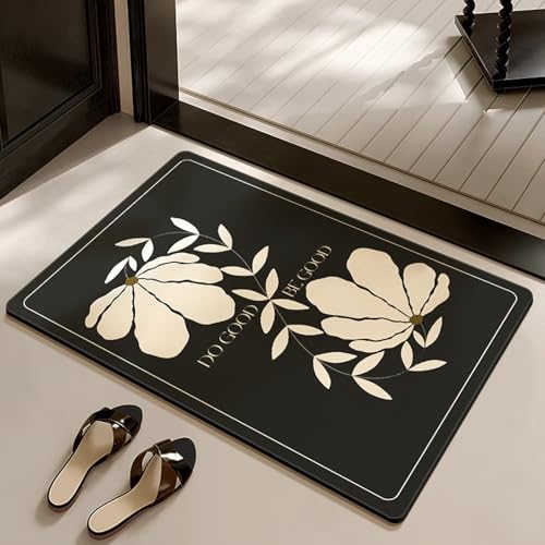 Badezimmerteppich 40X60Cm Weiße Blumen Badteppich rutschfest Waschbar,Duschvorleger Schnelltrocknend,Stein Badematte,Diatomite Stone Bath Mat,Super Absorbierende Badvorleger Badezimmerteppich 40X60Cm Weiße Blumen Badteppich rutschfest Waschbar,Duschvorleger Schnelltrocknend,Stein Badematte,Diatomite Stone Bath Mat,Super Absorbierende Badvorleger von LWLFC