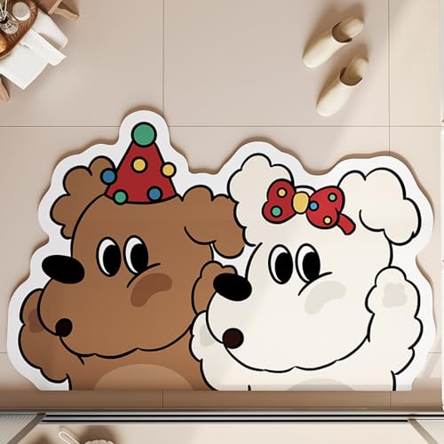 Badezimmerteppich 40X60Cm Zeichentrick Badteppich rutschfest Waschbar,Duschvorleger Schnelltrocknend,Stein Badematte,Diatomite Stone Bath Mat,Super Absorbierende Badvorleger von LWLFC