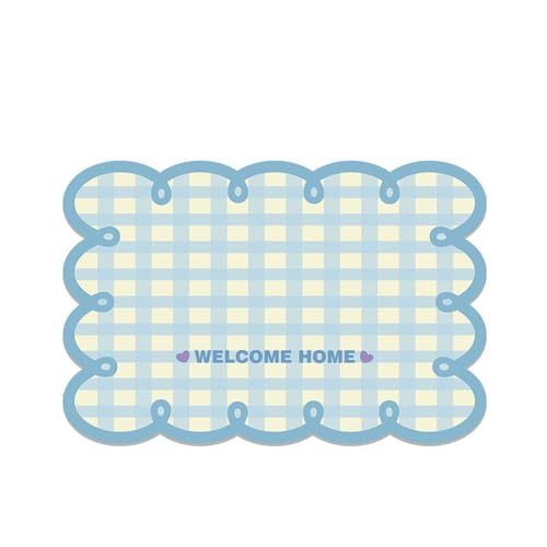 Badezimmerteppich 50X80Cm Blaue Geometrie Badteppich rutschfest Waschbar,Duschvorleger Schnelltrocknend,Stein Badematte,Diatomite Stone Bath Mat,Super Absorbierende Badvorleger von LWLFC