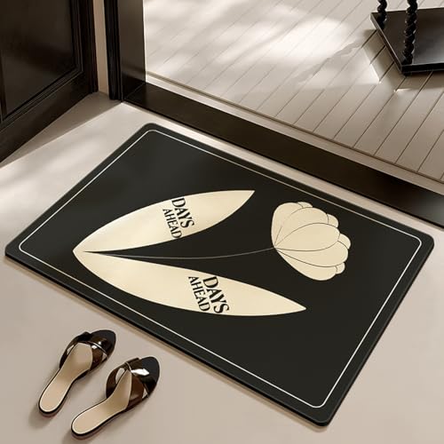 Badezimmerteppich 50X80Cm Blumen Badteppich rutschfest Waschbar,Duschvorleger Schnelltrocknend,Stein Badematte,Diatomite Stone Bath Mat,Super Absorbierende Badvorleger von LWLFC