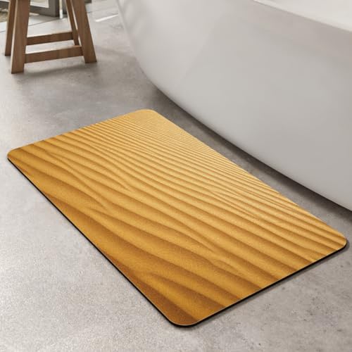 Badezimmerteppich 50X80Cm Gelber Sand Badteppich rutschfest Waschbar,Duschvorleger Schnelltrocknend,Stein Badematte,Diatomite Stone Bath Mat,Super Absorbierende Badvorleger Badezimmerteppich 50X80Cm Gelber Sand Badteppich rutschfest Waschbar,Duschvorleger Schnelltrocknend,Stein Badematte,Diatomite Stone Bath Mat,Super Absorbierende Badvorleger von LWLFC