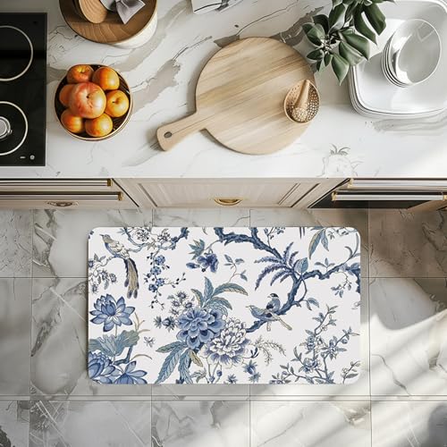 Badezimmerteppich 50X80Cm Grüne Blumen Badteppich rutschfest Waschbar,Duschvorleger Schnelltrocknend,Stein Badematte,Diatomite Stone Bath Mat,Super Absorbierende Badvorleger Badezimmerteppich 50X80Cm Grüne Blumen Badteppich rutschfest Waschbar,Duschvorleger Schnelltrocknend,Stein Badematte,Diatomite Stone Bath Mat,Super Absorbierende Badvorleger von LWLFC