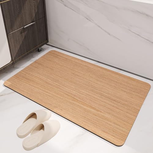 Badezimmerteppich 50X80Cm Holz Badteppich rutschfest Waschbar,Duschvorleger Schnelltrocknend,Stein Badematte,Diatomite Stone Bath Mat,Super Absorbierende Badvorleger Badezimmerteppich 50X80Cm Holz Badteppich rutschfest Waschbar,Duschvorleger Schnelltrocknend,Stein Badematte,Diatomite Stone Bath Mat,Super Absorbierende Badvorleger von LWLFC