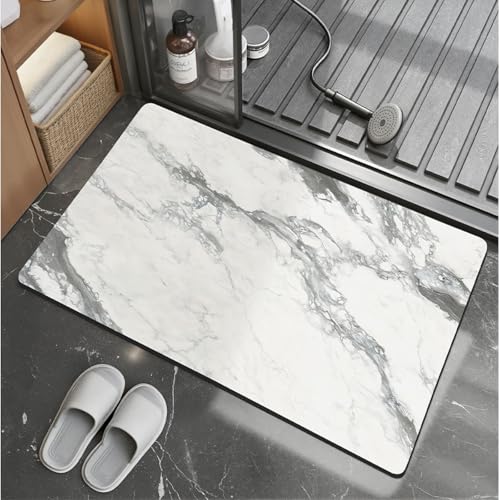 Badezimmerteppich 50X80Cm Marmor Badteppich rutschfest Waschbar,Duschvorleger Schnelltrocknend,Stein Badematte,Diatomite Stone Bath Mat,Super Absorbierende Badvorleger Badezimmerteppich 50X80Cm Marmor Badteppich rutschfest Waschbar,Duschvorleger Schnelltrocknend,Stein Badematte,Diatomite Stone Bath Mat,Super Absorbierende Badvorleger von LWLFC