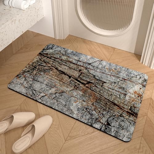 Badezimmerteppich 50X80Cm Retro Badteppich rutschfest Waschbar,Duschvorleger Schnelltrocknend,Stein Badematte,Diatomite Stone Bath Mat,Super Absorbierende Badvorleger von LWLFC