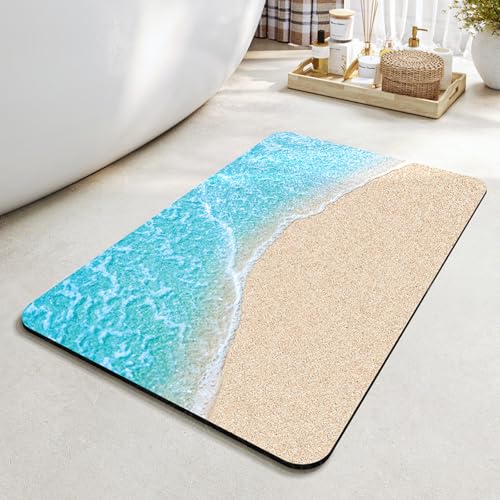 Badezimmerteppich 50X80Cm Strand Badteppich rutschfest Waschbar,Duschvorleger Schnelltrocknend,Stein Badematte,Diatomite Stone Bath Mat,Super Absorbierende Badvorleger Badezimmerteppich 50X80Cm Strand Badteppich rutschfest Waschbar,Duschvorleger Schnelltrocknend,Stein Badematte,Diatomite Stone Bath Mat,Super Absorbierende Badvorleger von LWLFC