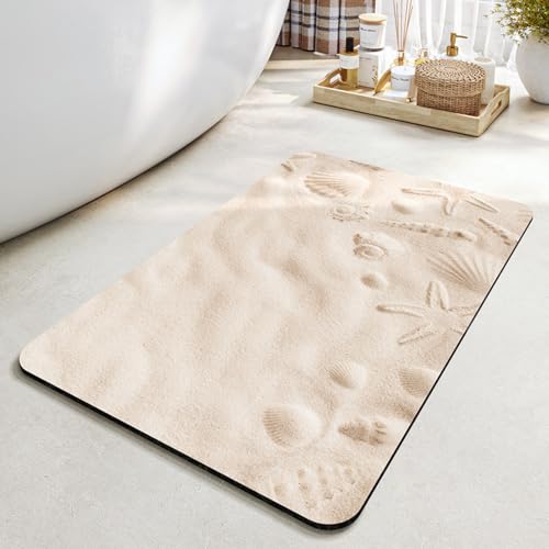 Badezimmerteppich 50X80Cm Strand Badteppich rutschfest Waschbar,Duschvorleger Schnelltrocknend,Stein Badematte,Diatomite Stone Bath Mat,Super Absorbierende Badvorleger Badezimmerteppich 50X80Cm Strand Badteppich rutschfest Waschbar,Duschvorleger Schnelltrocknend,Stein Badematte,Diatomite Stone Bath Mat,Super Absorbierende Badvorleger von LWLFC