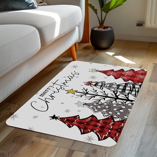 Badezimmerteppich 50X80Cm Weihnachtsbaum Badteppich rutschfest Waschbar,Duschvorleger Schnelltrocknend,Stein Badematte,Diatomite Stone Bath Mat,Super Absorbierende Badvorleger von LWLFC