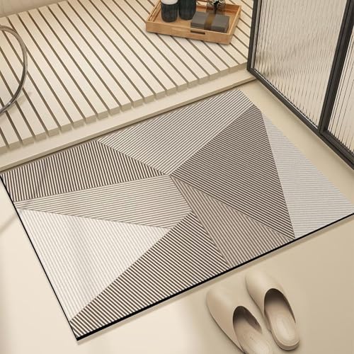 Badezimmerteppich 60X90Cm Beige Badteppich rutschfest Waschbar,Duschvorleger Schnelltrocknend,Stein Badematte,Diatomite Stone Bath Mat,Super Absorbierende Badvorleger von LWLFC