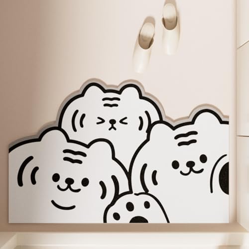 Badezimmerteppich 60X90Cm Cartoon Tiere Badteppich rutschfest Waschbar,Duschvorleger Schnelltrocknend,Stein Badematte,Diatomite Stone Bath Mat,Super Absorbierende Badvorleger von LWLFC