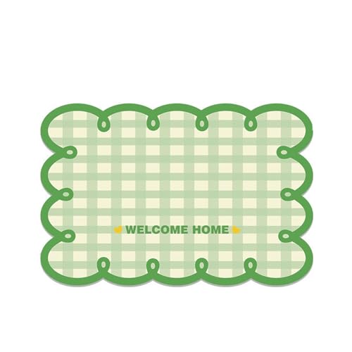 Badezimmerteppich 60X90Cm Grüne Geometrie Badteppich rutschfest Waschbar,Duschvorleger Schnelltrocknend,Stein Badematte,Diatomite Stone Bath Mat,Super Absorbierende Badvorleger von LWLFC