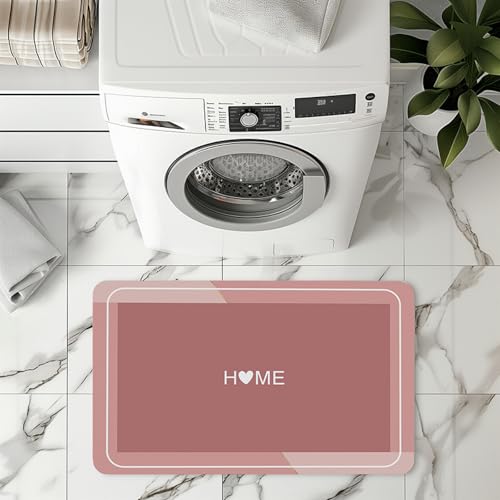 Badezimmerteppich 60X90Cm Rosa Badteppich rutschfest Waschbar,Duschvorleger Schnelltrocknend,Stein Badematte,Diatomite Stone Bath Mat,Super Absorbierende Badvorleger von LWLFC