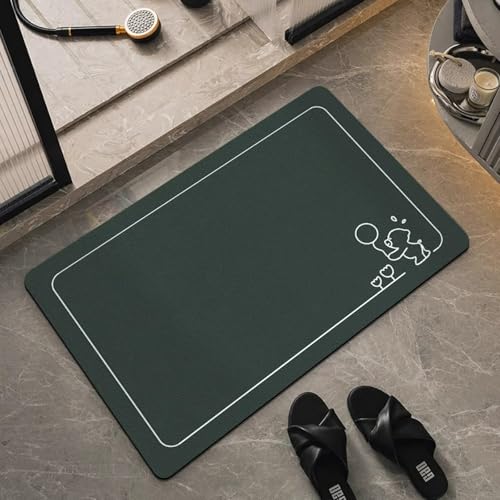 Badezimmerteppich 60X90Cm Smaragdgrön Badteppich rutschfest Waschbar,Duschvorleger Schnelltrocknend,Stein Badematte,Diatomite Stone Bath Mat,Super Absorbierende Badvorleger von LWLFC